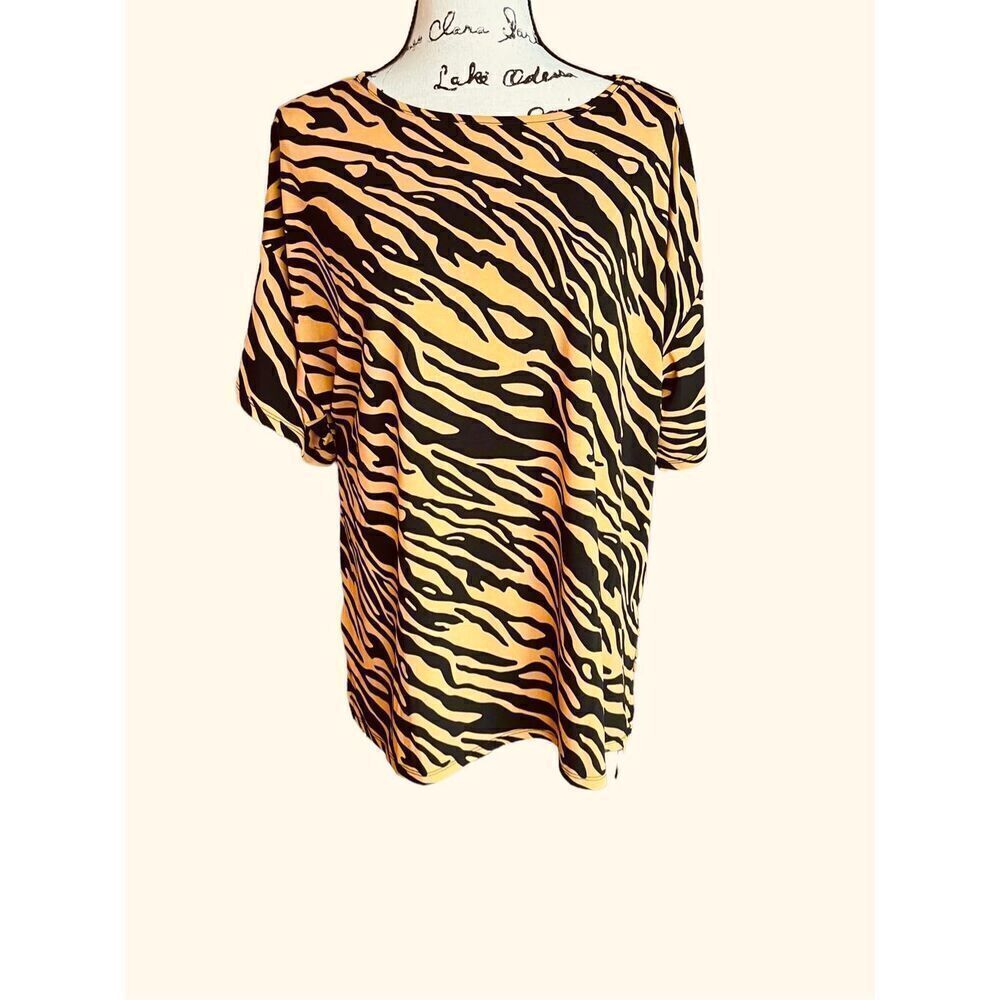 Antthony Women's M Animal Print Hi-lo Tunic Top Black/Yellow